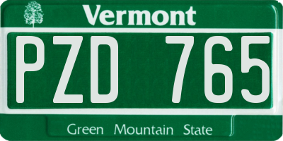 VT license plate PZD765