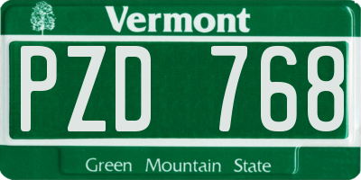 VT license plate PZD768