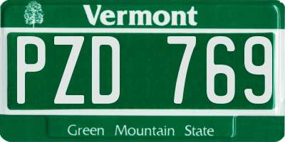 VT license plate PZD769