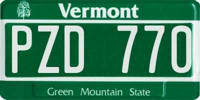 VT license plate PZD770