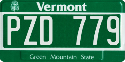 VT license plate PZD779