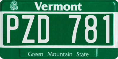 VT license plate PZD781