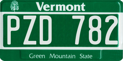 VT license plate PZD782