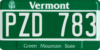 VT license plate PZD783