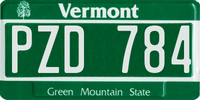 VT license plate PZD784