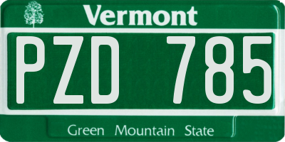 VT license plate PZD785