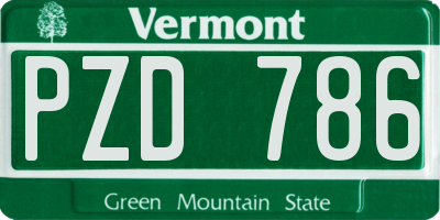 VT license plate PZD786