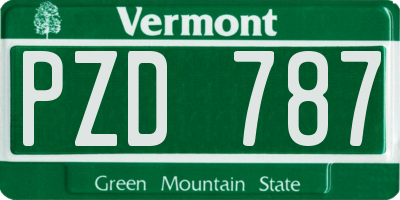 VT license plate PZD787