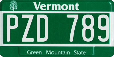 VT license plate PZD789