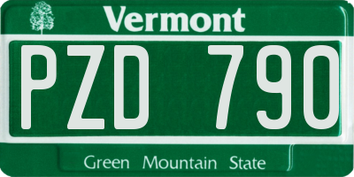 VT license plate PZD790