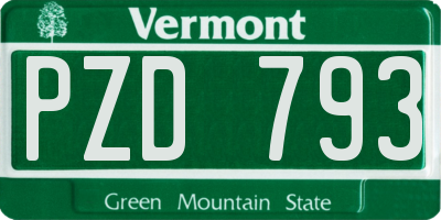 VT license plate PZD793