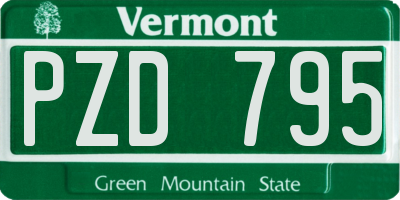 VT license plate PZD795