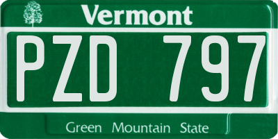 VT license plate PZD797