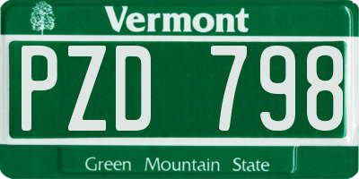 VT license plate PZD798