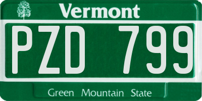 VT license plate PZD799