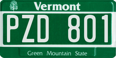 VT license plate PZD801