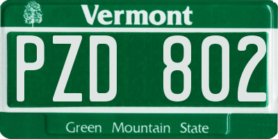 VT license plate PZD802