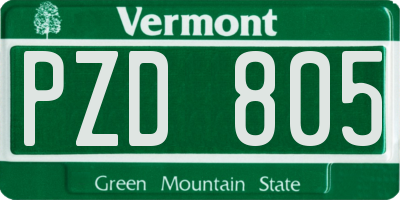 VT license plate PZD805