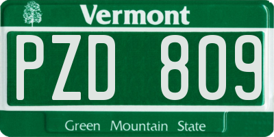 VT license plate PZD809