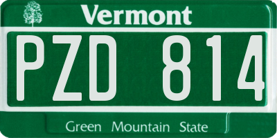 VT license plate PZD814