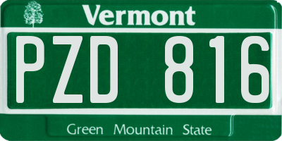 VT license plate PZD816