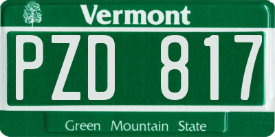 VT license plate PZD817