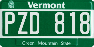 VT license plate PZD818