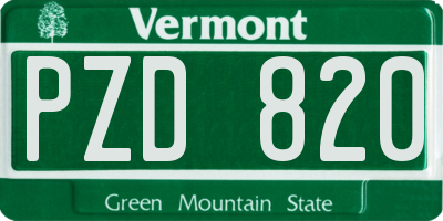 VT license plate PZD820