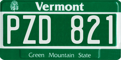 VT license plate PZD821