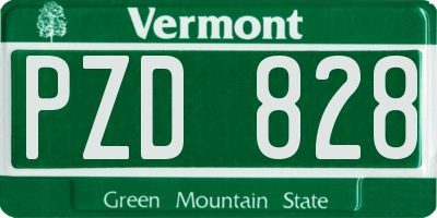 VT license plate PZD828