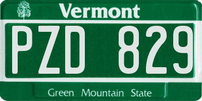 VT license plate PZD829