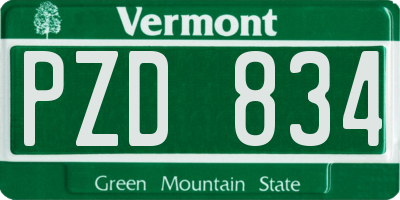 VT license plate PZD834