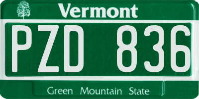 VT license plate PZD836