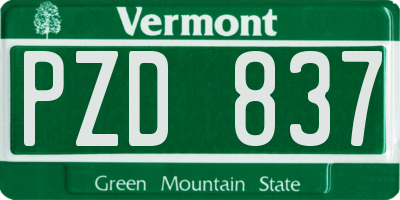 VT license plate PZD837