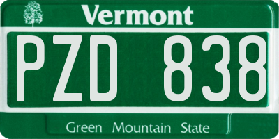 VT license plate PZD838