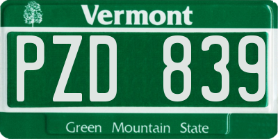 VT license plate PZD839
