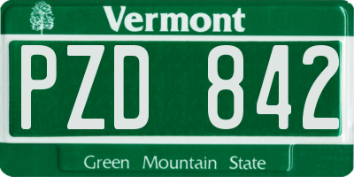 VT license plate PZD842