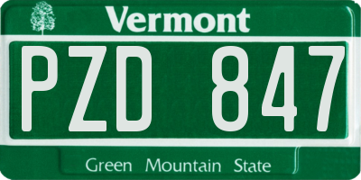 VT license plate PZD847