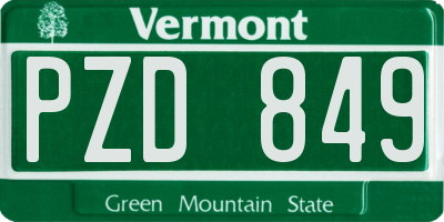 VT license plate PZD849