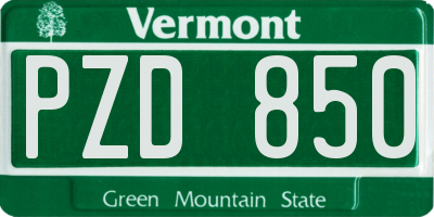 VT license plate PZD850