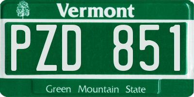 VT license plate PZD851