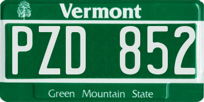 VT license plate PZD852