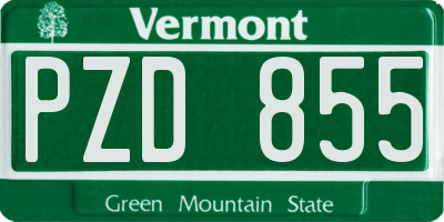 VT license plate PZD855