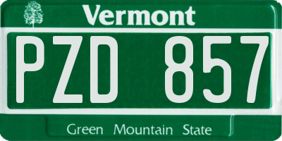 VT license plate PZD857