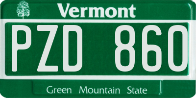 VT license plate PZD860