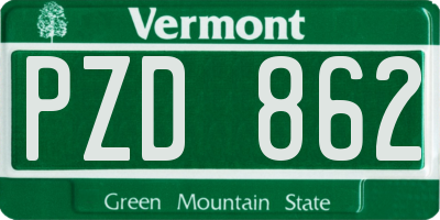 VT license plate PZD862