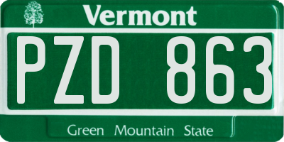 VT license plate PZD863