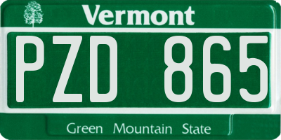 VT license plate PZD865