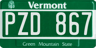 VT license plate PZD867