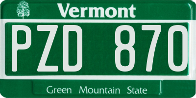 VT license plate PZD870